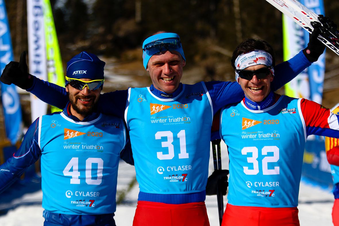 Das Männerpodium: Marek Rauchfuss, Pavel Andreev und Dmitriy Bregeda (v.l.)