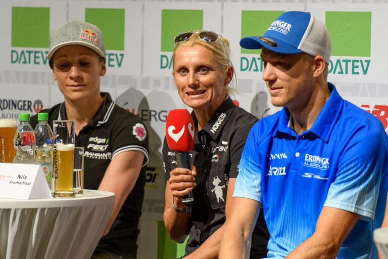 Yvonne van Vlerken, eingerahmt von Daniela Ryf und Nils Frommhold