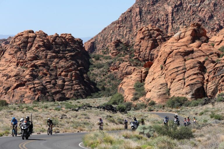 Florian Angert zieht die Spitzengruppe durch den Snow Canyon