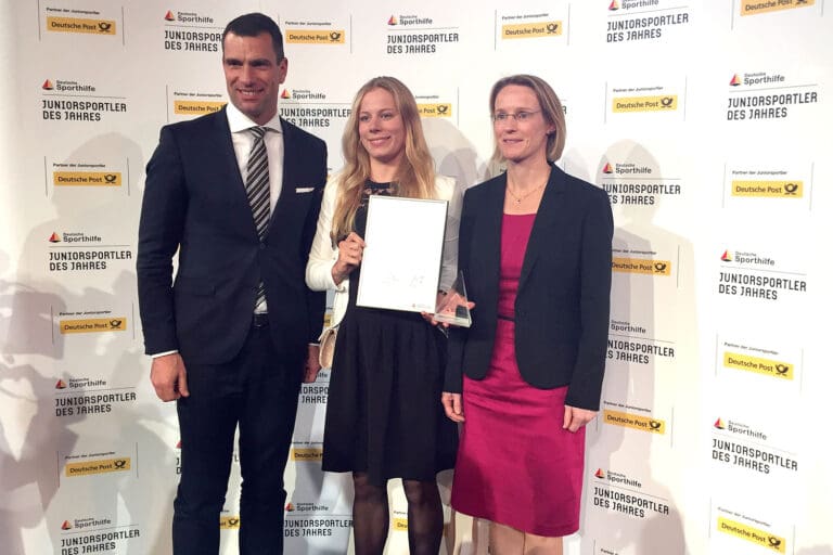 Dr. Michael Ilgner, Vorstandvorsitzender Deutsche Sporthilfe, Laura Lindemann, Petra Klein, Personalvorstand bei Deutsche Post DHL Group