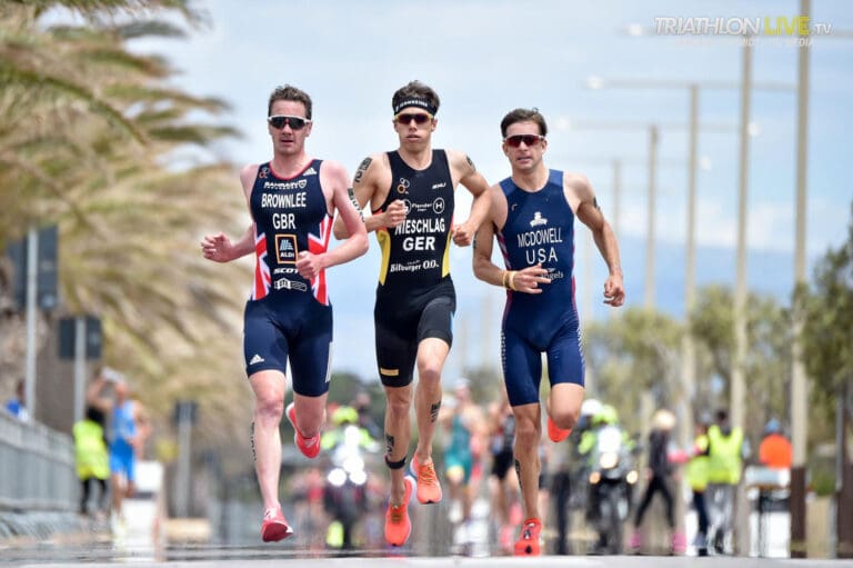 Justus Nieschlag im Lauffinale mit Brownlee und McDowell