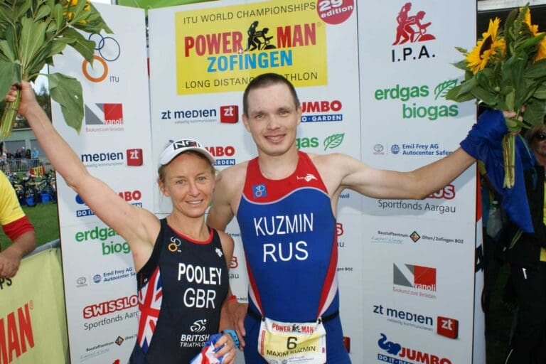 Das Siegerduo des Powerman Zofingen 2017: Emma Pooley und Maxim Kuzmin