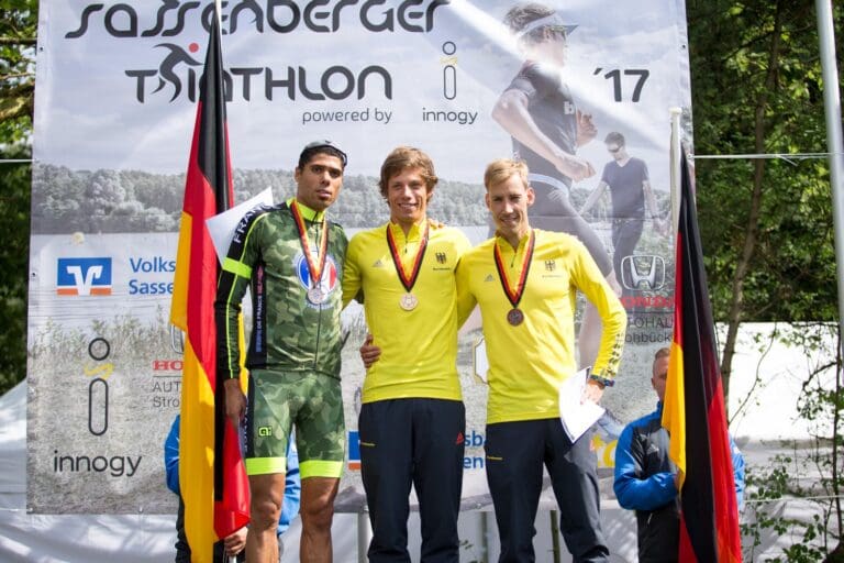 Das Männerpodium der Miltär-WM 2017: Aurelien Raphael, Justus Nieschlag und Jonathan Zipf (v.l.)