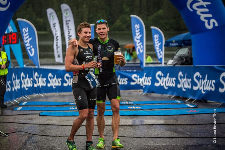 Geschafft: Die Finishline am Spitzingsee