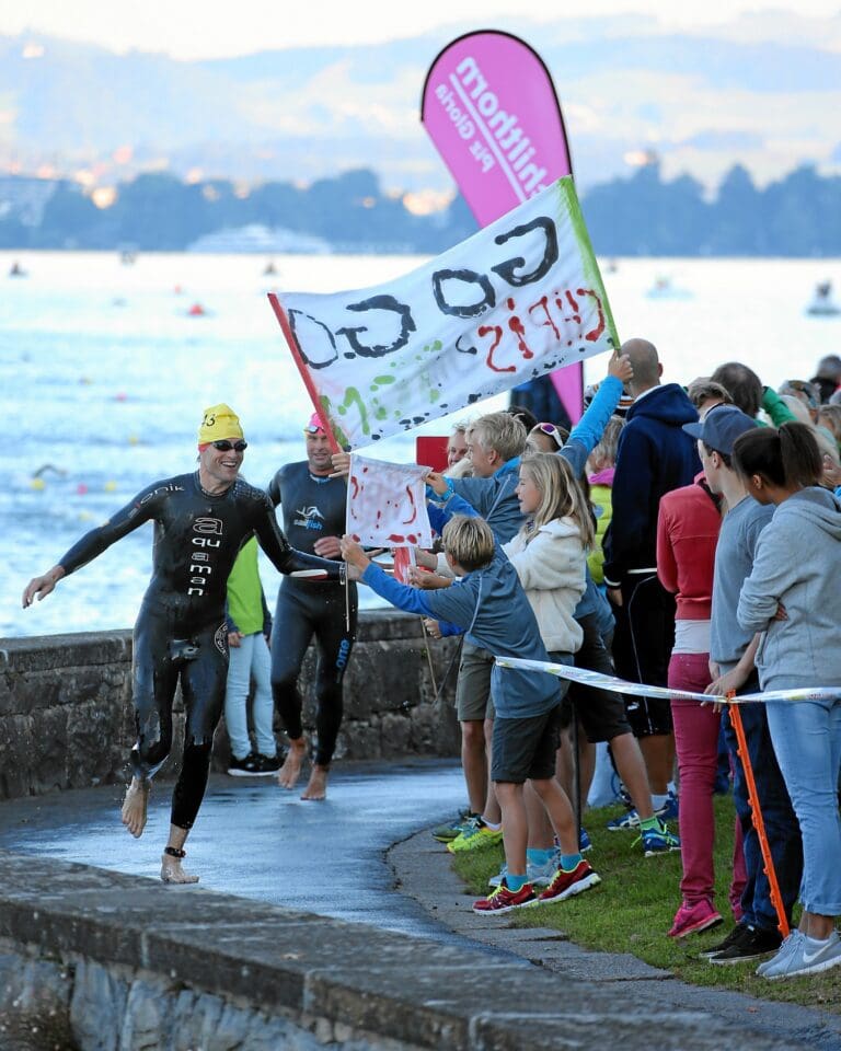 Ankunft in Oberhofen nach 3,1 km Schwimmen