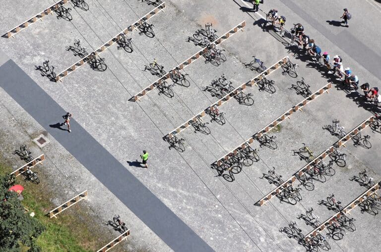 Aus der Vogelperspektive: Die Wechselzone MTB/Lauf im Lauterbrunnental