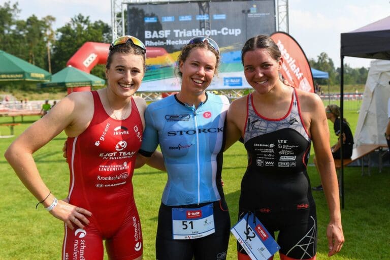 Das Frauenpodium beim 36. Viernheimer Triathlon