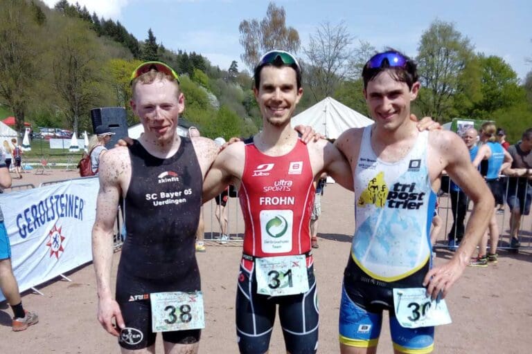 Das Männerpodium beim Eifeler Crossduathlon 2018