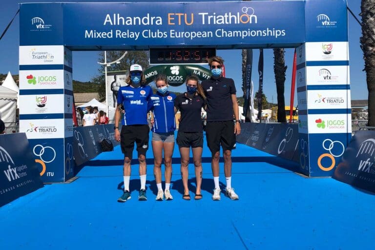 Das Quartett vom Triathlon Team DSW Darmstadt bei der Club-EM in Alhandra