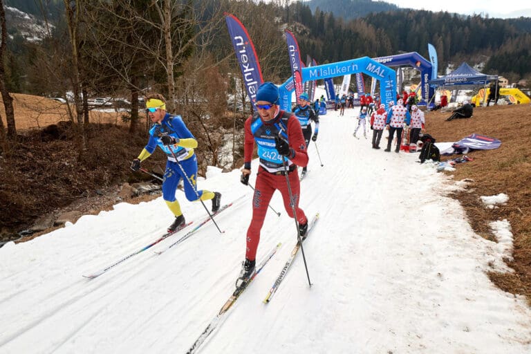 Mit Schwung in die Cascata beim Marcialonga