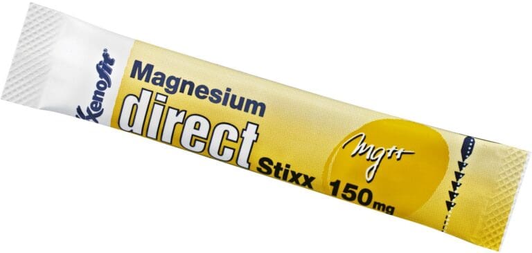 Xenofit Magnesium direct Stixx: Ein Stick enthält 150 mg Magnesium, was etwa die Hälfte der empfohlenen Tagesdosis entspricht