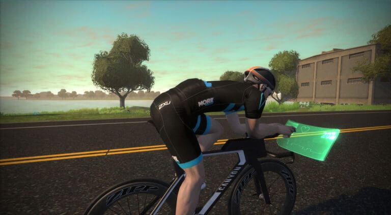 Unterwegs mit Triathlon-Bike auf Zwift-Island