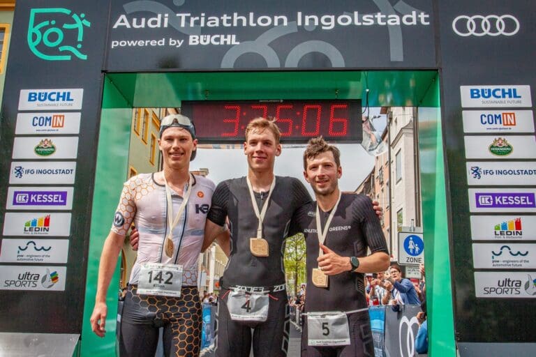 Das Männerpodium der Mitteldistanz: Kilian Bauer, Finn Große-Freese und Felix Hentschel (v.l.)